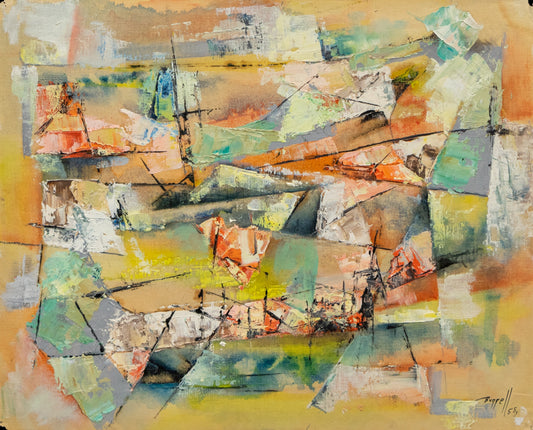 Untitled (Abstract in Orange, Yellow, and Green), Painting, 1955