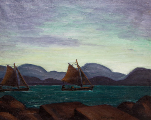 Waterways (Sailboats, Lysekil, Sweden), Painting, circa 1930