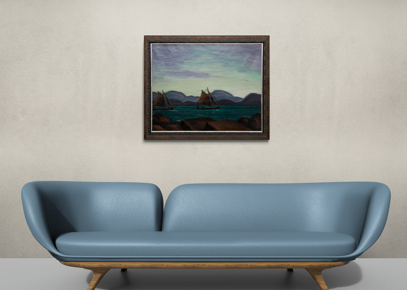 Waterways (Sailboats, Lysekil, Sweden), Painting, circa 1930