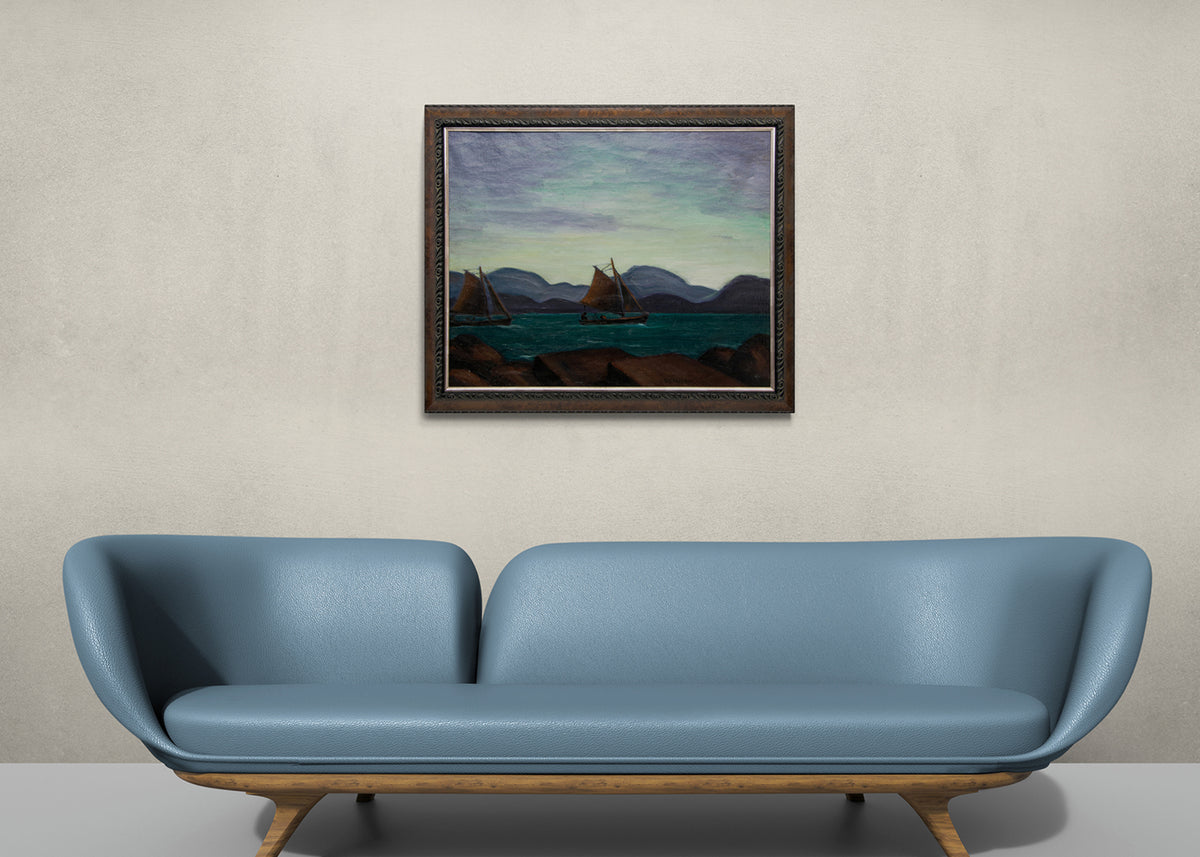 Waterways (Sailboats, Lysekil, Sweden), Painting, circa 1930