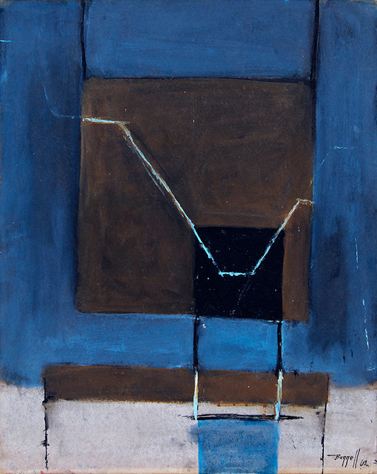 Untitled (Abstract in Blue, Brown, and Gray), Painting, dated 1963