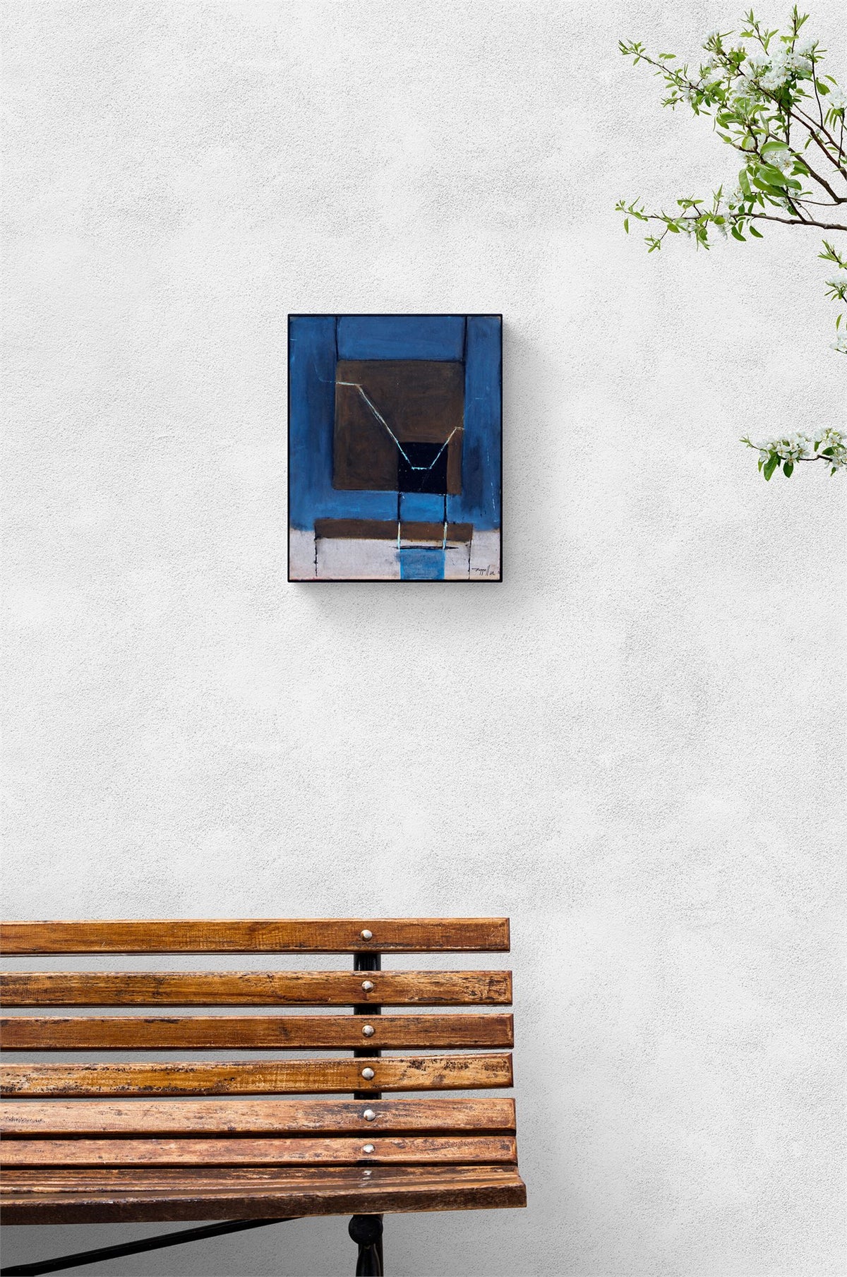 Untitled (Abstract in Blue, Brown, and Gray), Painting, dated 1963
