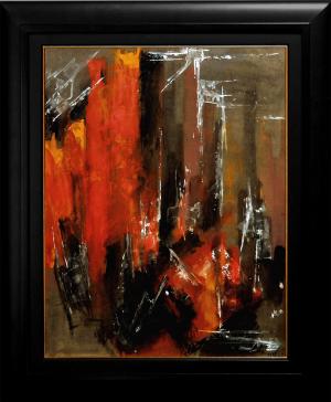 Charles Ragland Bunnell, Abstract painting, Orange, Black, gray, white, oil, 1967, vintage, mid-century, midcentury, art, for sale, Charlie Bunnell, Charles Bunnell, Colorado Springs, Broadmoor Academy, abstract expressionism