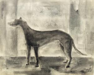 Charles Ragland Bunnell, "Untitled (Black Dog)", oil painting for sale, 1961