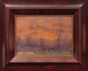 Charles Partridge Adams, "Untitled (Sunset, Along the Front Range, Colorado)", watercolor, c. 1900 for sale purchase consign auction denver Colorado art gallery museum