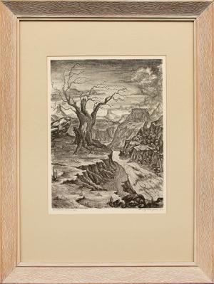 Harvey Margolis, "Desolate Ruler; 2/12", lithograph, 1952 for sale purchase consign auction denver Colorado art gallery museum