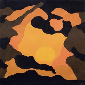Margo Hoff, "Sundown Pool", mixed media, 1973 painting for sale purchase auction consign denver colorado art gallery museum