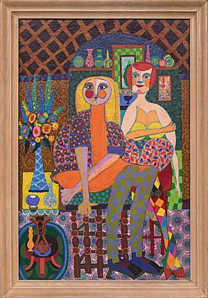 Edward Marecak, "Friends" 1970s oil painting fine art for sale purchase buy sell auction consign denver colorado art gallery museum