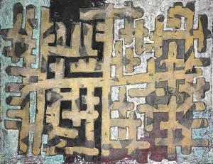Edward Marecak, "Calligraphy", mixed media, 1960's fine art for sale purchase buy sell auction consign denver colorado art gallery museum   