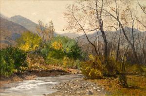 charles partridge adams, Clear Creek, Colorado Mountain Landscape, 19th century original oil painting