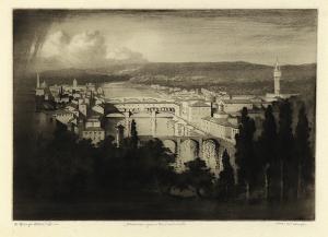 George Elbert Burr, Florence From San Miniato , Italy, aquatint etching, circa 1905, engraving, fine art, for sale, denver, gallery, colorado, antique, buy, purchase