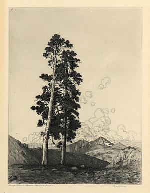 George Elbert Burr, Brothers , Estes Park, Colorado, Mountain Moods, etching, circa 1916, engraving, fine art, for sale, denver, gallery, colorado, antique, buy, purchase