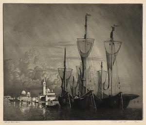George Elbert Burr, Venice After Storm , Italy, etching, circa 1905, engraving, fine art, for sale, denver, gallery, colorado, antique, buy, purchase