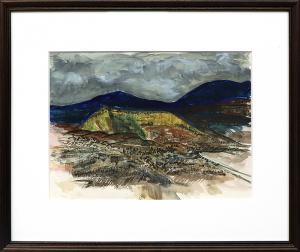 S. N. Lininger, Taos Mountain, New Mexico vintage landscape painting, 1977, 20th century, modernist
