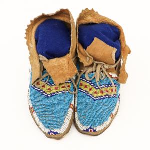 Moccasins, Cheyenne, circa 1880, 19th century, antique, southern cheyenne, native american, indigenous, plains, american indian, bead, beadwork, hide, trade beads, vintage, for sale, purchase, gallery, denver, colorado