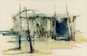 Pawel Kontny, "New Mexico", watercolor, paul kontny, abstract, landscape, modernist, Fine art, art, for sale, buy, purchase, Denver, Colorado, gallery, historic, antique, vintage, artwork, original, authentic 