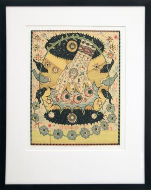 Tony Fitzpatrick, "Hand of Ishmael", mixed media, 1997 painting fine art for sale purchase buy sell auction consign denver colorado art gallery museum