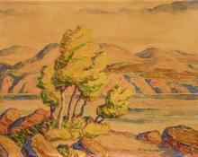 Sven Birger Sandzen, "Bear Lake, Utah", watercolor on paper, 1935