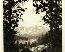 George Elbert Burr, "Longs Peak, Estes Park, Colorado", etching, c. 1920 painting for sale