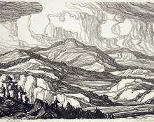 Sven Birger Sandzen, "In the Mountains, edition of 50", lithograph, 1916