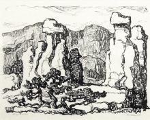 sandzén, Sven Birger Sandzen, "The Colonnade, edition of 100", lithograph, 1924