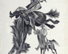 Fletcher Martin, "Bronco Rider", lithograph, c. 1950