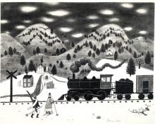 Doris Emrick Lee, "Afternoon Train", lithograph, c. 1945