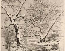 George Elbert Burr, "Untitled (Brook in Winter)", etching, c. 1920 painting for sale