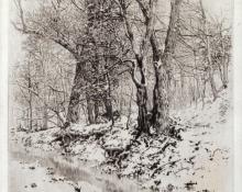 George Elbert Burr, "Woods in Winter, edition of 150", etching, c. 1910