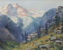 Maude Leach, "Untitled (Rocky Mountain Landscape)", watercolor on paper, c. 1915