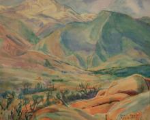Elisabeth Spalding, "Pikes Peak from the Garden of the Gods", watercolor on paper, April 1923