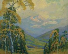 Frank Joseph Vavra, "The Sunlit Aspens (Mt. Evans, Colorado)", oil, c. 1925