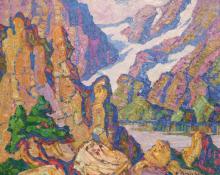 Sven Birger Sandzen, "Lake Haiyaha, Rocky Mountain National Park, Colorado", oil on canvas, 1927