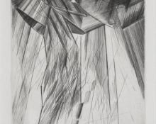 Joel Greene, "Walking Rain, 3/20", etching, Contemporary
