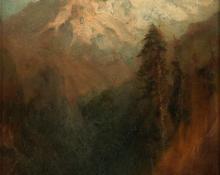 Frederick Ferdinand Schafer, "Untitled (Snowcapped Peaks)", oil, 19th century