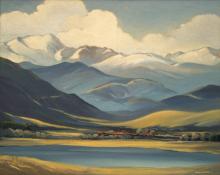 Mildred Pneuman, "Across Baseline Lake (Boulder, Colorado)", oil, c. 1945