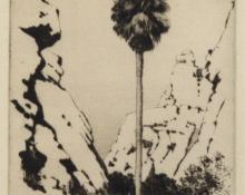 George Elbert Burr, "Palm Canyon, California; 9/40", etching, c. 1921