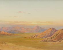 George Elbert Burr, "Evening Glow - Near Arizona", watercolor on paper, 1922 painting for sale