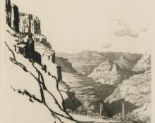 George Elbert Burr, "Painted Cliffs, Apache Trail, Arizona", etching, c. 1920 painting for sale