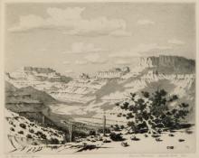 George Elbert Burr, "Cloud Shadows, Apache Trail, Arizona", etching, c. 1925 painting for sale
