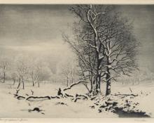 George Elbert Burr, "Winter", etching, c. 1920 painting for sale
