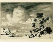 George Elbert Burr, "Evening Painted Desert, Arizona", etching, c. 1920