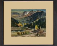 Charles Ragland Bunnell, "Catamount Country (Colorado)", watercolor on paper, c. 1930 painting fine art for sale purchase buy sell auction consign denver colorado art gallery museum