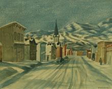 James Duard Marshall, "Snowed In, Leadville, Colorado", watercolor on paper, 1948
