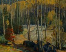 Walter Alexander Bailey, "Taos Mountain and Stream", oil on canvas, c. 1927