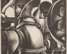 Howard Norton Cook, "Engine Room", lithograph, 1930