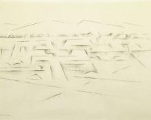 Andrew Michael Dasburg, "Talpa, New Mexico", graphite on paper, 1974