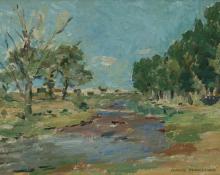 Charles Julius Berninghaus, "New Mexico Landscape", oil, c. 1950