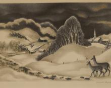 Ernest Fiene, "Winter Evening", lithograph, 1936