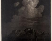 George Elbert Burr, "Superstition Mountain, Apache Trail, Night, Arizona", etching, c. 1921 painting for sale